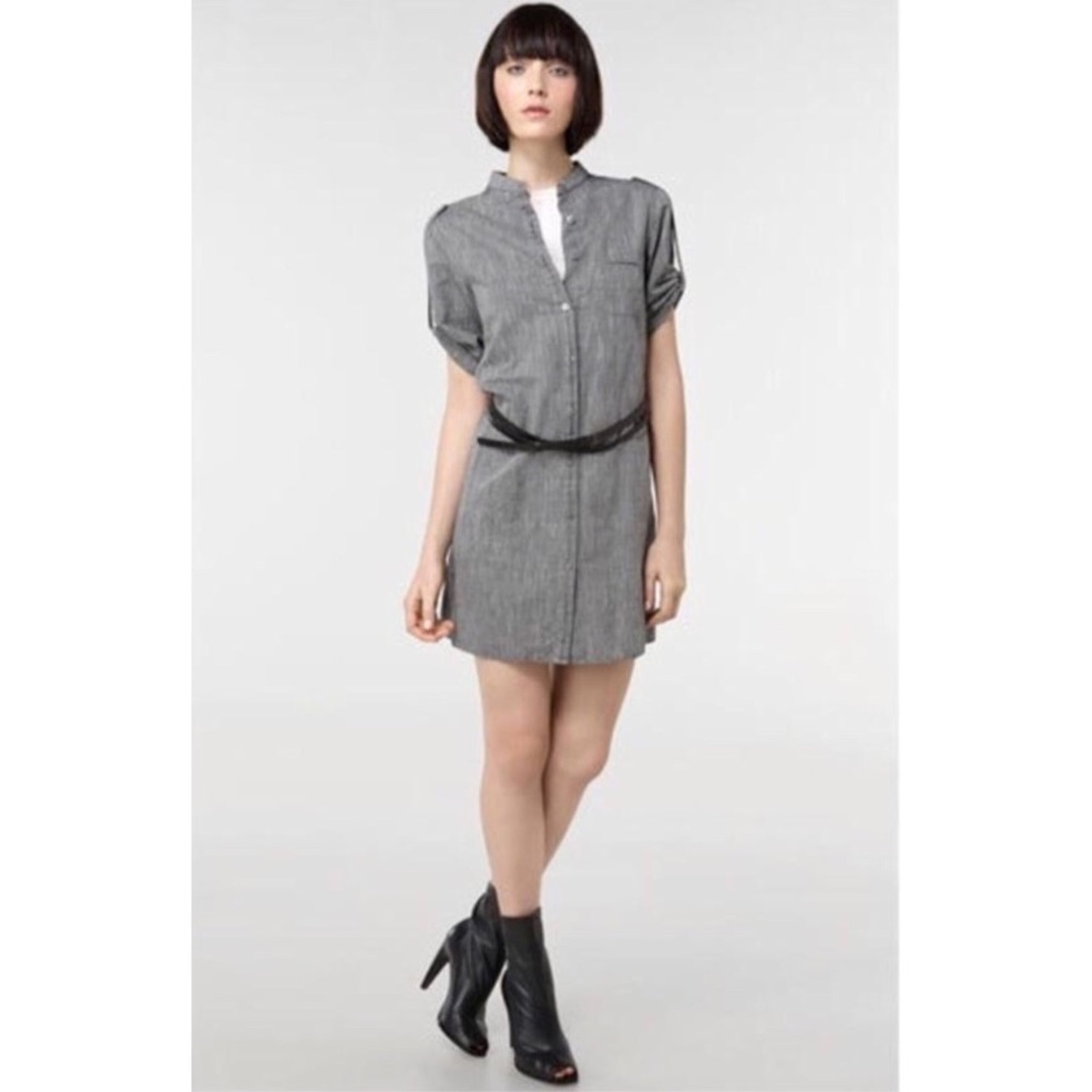 Vince Ramie Cotton Button Front Shirt Dress